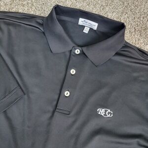 Peter Millar Summer Comfort Mens Large Solid Black Performance Stretch Polo SS
